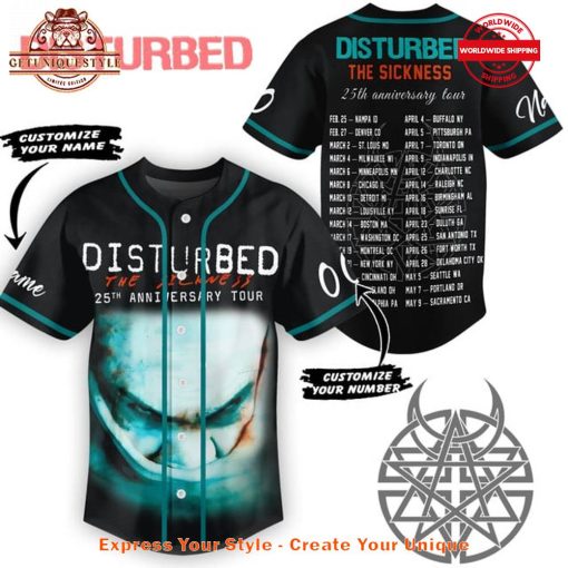 Disturbed The Sickness 25th Anniversary Tour Baseball Jersey