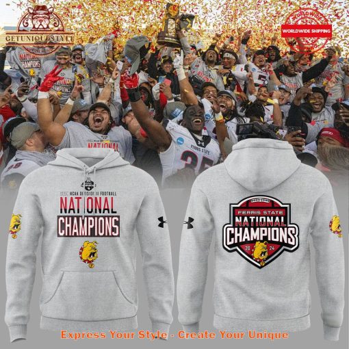 Ferris State Football 2024 NCAA Division II National Championship Limited Gray Hoodie