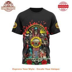 Guns N Roses 2025 Tour Schedule List Limited Edition Black Shirt