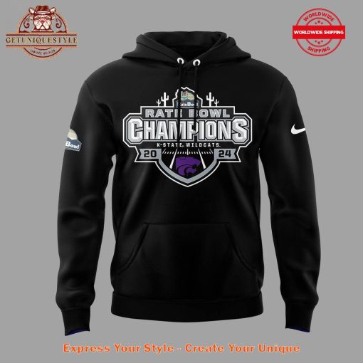 Kansas State Wildcats 2024 Rate Bowl Champions Black Hoodie