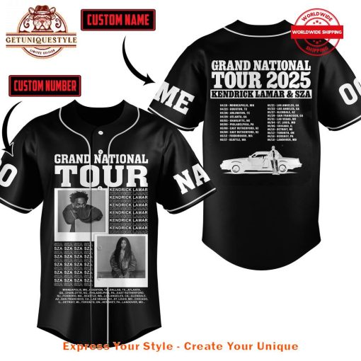 Kendrick Lamar x SZA The Grand National Tour 2025 Baseball Jersey