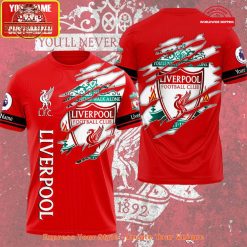 Liverpool FC You’ll Never Walk Alone Ripped Design Red Shirt