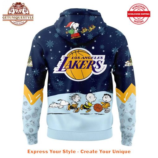 Los Angeles Lakers Peanuts And Snoopy Holiday Night Hoodie