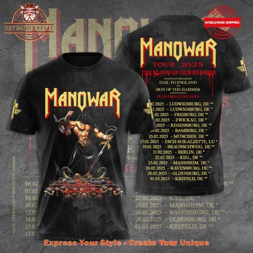 Manowar Band The Blood Of Our Enemies Tour 2025 Shirt