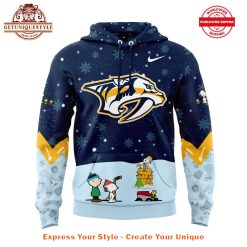 Nashville Predators Peanuts And Snoopy Holiday Night Hoodie