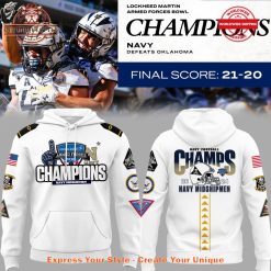 Navy Midshipmen Armed Forces Bowl Champions White Hoodie