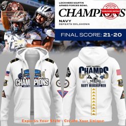 Navy Midshipmen Armed Forces Bowl Champions White Hoodie