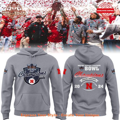 Nebraska Cornhuskers Bad Boy Mowers Pinstripe Bowl Champions 2024 Hoodie