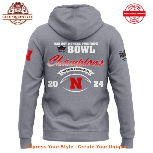 Nebraska Cornhuskers Bad Boy Mowers Pinstripe Bowl Champions 2024 Hoodie