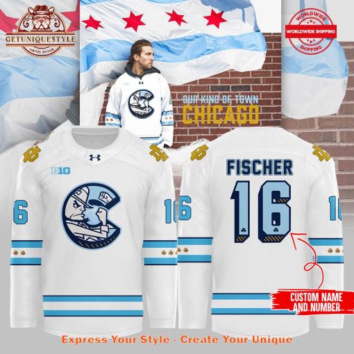 Notre Dame x Chicago Cubs Our Kind Of Town Custom Hockey Jersey