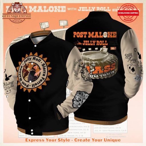 Post Malone x Jelly Roll With Sierra Ferrell Tour 2025 Baseball Jacket