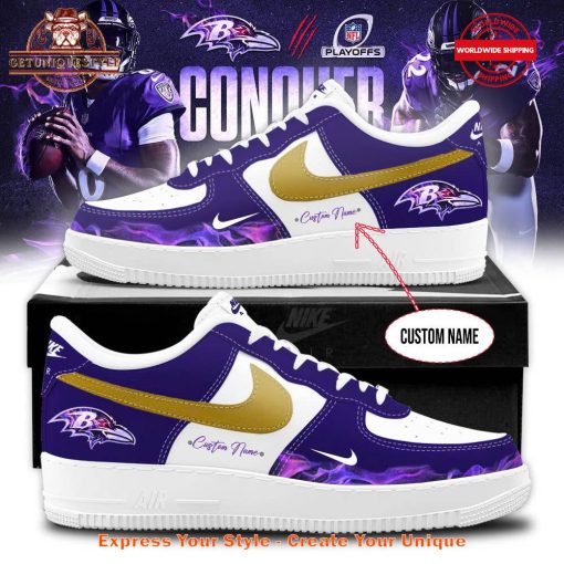 Baltimore Ravens NFL Playoffs 2024 Custom Air Force 1