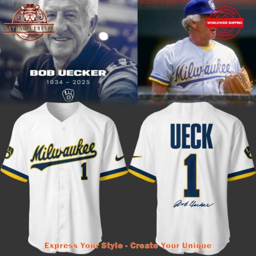 Bob Uecker x Milwaukee Brewers Hall of Famer Baseball Jersey