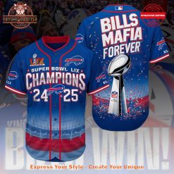 Buffalo Bills Bills Mafia Forever Super Bowl LIX Champions Baseball Jersey