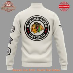 Chicago Blackhawks Winter Classic 2025 Cream Varsity Jacket