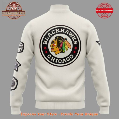 Chicago Blackhawks Winter Classic 2025 Cream Varsity Jacket