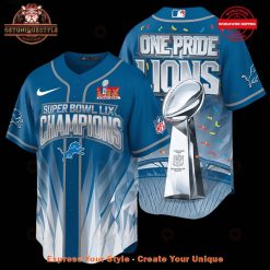 Detroit Lions One Pride Lions Super Bowl LIX Champions Baseball Jersey