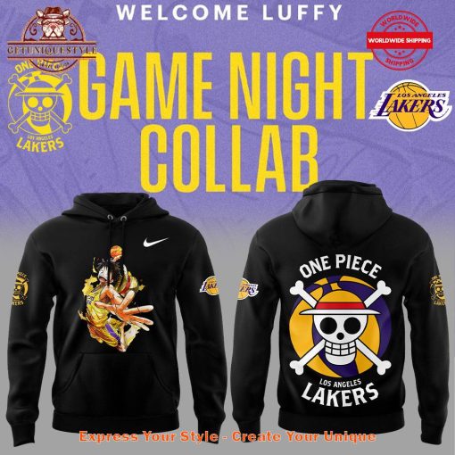 One Piece x Los Angeles Lakers Collab Black Hoodie