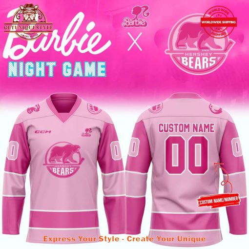 Hershey Bears x Barbie Night Game 2025 Personalization Jersey