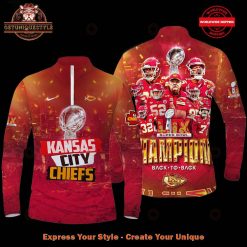 Kansas City Chiefs Super Bowl LIX Champions Back To Back Half Zip Sweatshirt