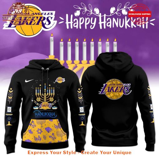 Los Angeles Lakers 2025 Happy Hanukkah Festival of Lights Hoodie