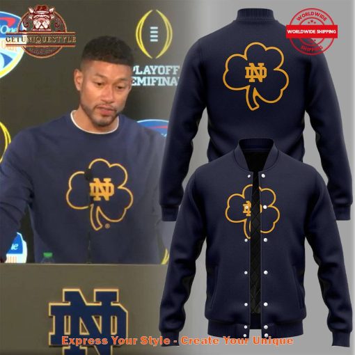 Notre Dame Coach Marcus Freeman Clover Baseball Jacket