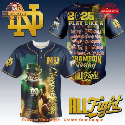 Notre Dame Football 2025 Champion Today Baseball Jersey