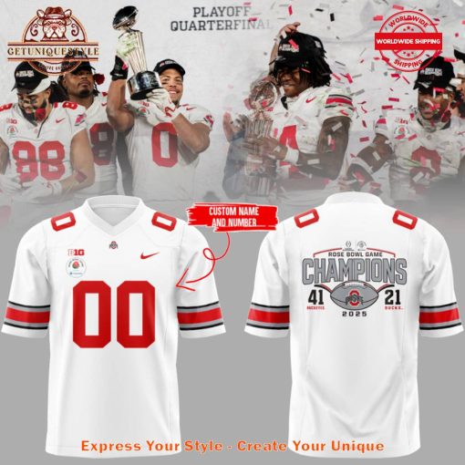 Ohio State Buckeyes NCAA 2024 Rose Bowl Champions White Jersey