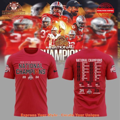 Ohio State Buckeyes National Champions 2024 Red Shirt Collection