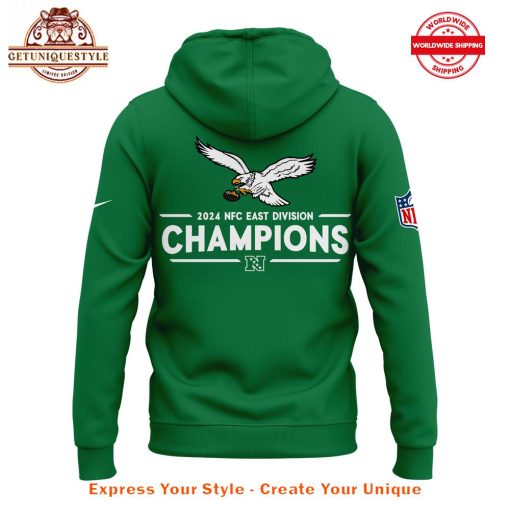 Philadelphia Eagles 2024 NFC East Division Champions Kelly Green Hoodie