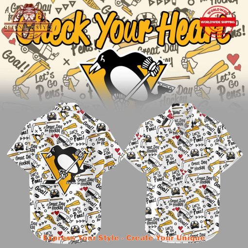 Pittsburgh Penguins Check Your Heart Hawaiian Shirt