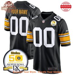 Pittsburgh Steelers 50th Anniversary Super Bowl Patch Game Jersey