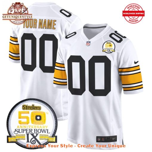 Pittsburgh Steelers 50th Anniversary Super Bowl Patch Game Jersey