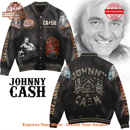 Johnny Cash Man In Black Baseball Jacket