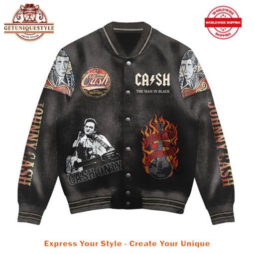 Johnny Cash Man In Black Baseball Jacket