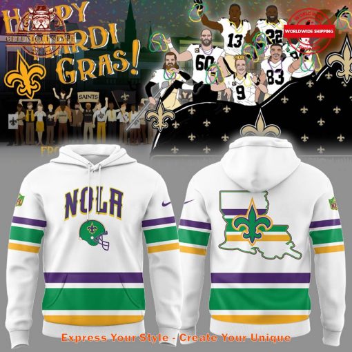 New Orleans Saints Mardi Gras 2025 Hoodie