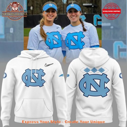 North Carolina Tar Heels Softball 2025 All White Hoodie