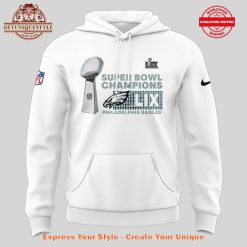 Philadelphia Eagles 2025 Super Bowl Champions White Hoodie