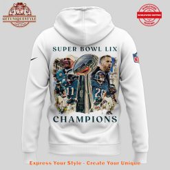 Philadelphia Eagles 2025 Super Bowl Champions White Hoodie