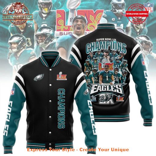 Philadelphia Eagles Super Bowl Champions 2X Baseball Jacket