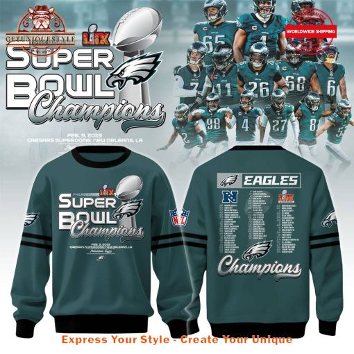 Philadelphia Eagles Super Bowl LIX Champions Green Shirt Collection