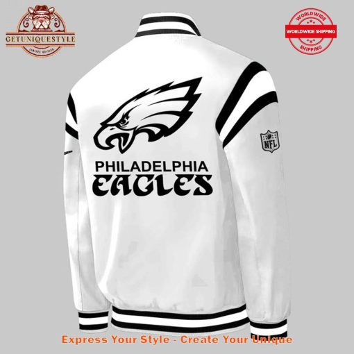 Philadelphia Eagles Super Bowl LIX White Baseball Jacket