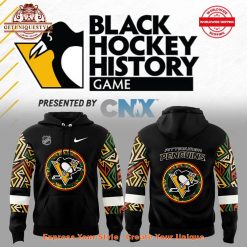 Pittsburgh Penguins Black Hockey History Game Hoodie