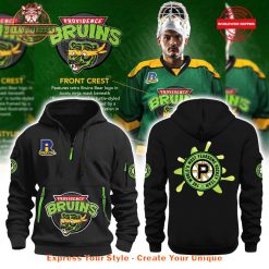 Providence Bruins RI Comic Turtle Powered Black Half Zip Hoodie