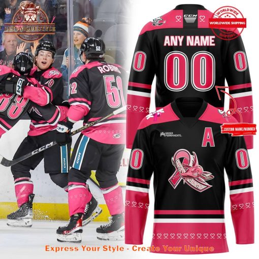 San Jose Barracuda Pink in the Rink Custom Jersey