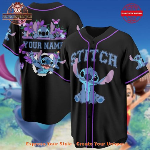 Stitch Flower Printed Custom Baseball Jersey