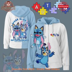 Stitch I Wear Blue For Autism Awareness Zip Hoodie