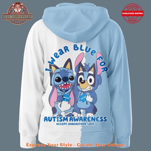 Stitch I Wear Blue For Autism Awareness Zip Hoodie