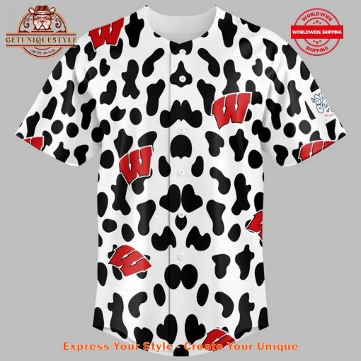 Wisconsin Badgers Basketball Cow Print Baseball Jersey