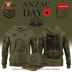 Brisbane Broncos NRL ANZAC Day 2025 Limited Edition Hoodie